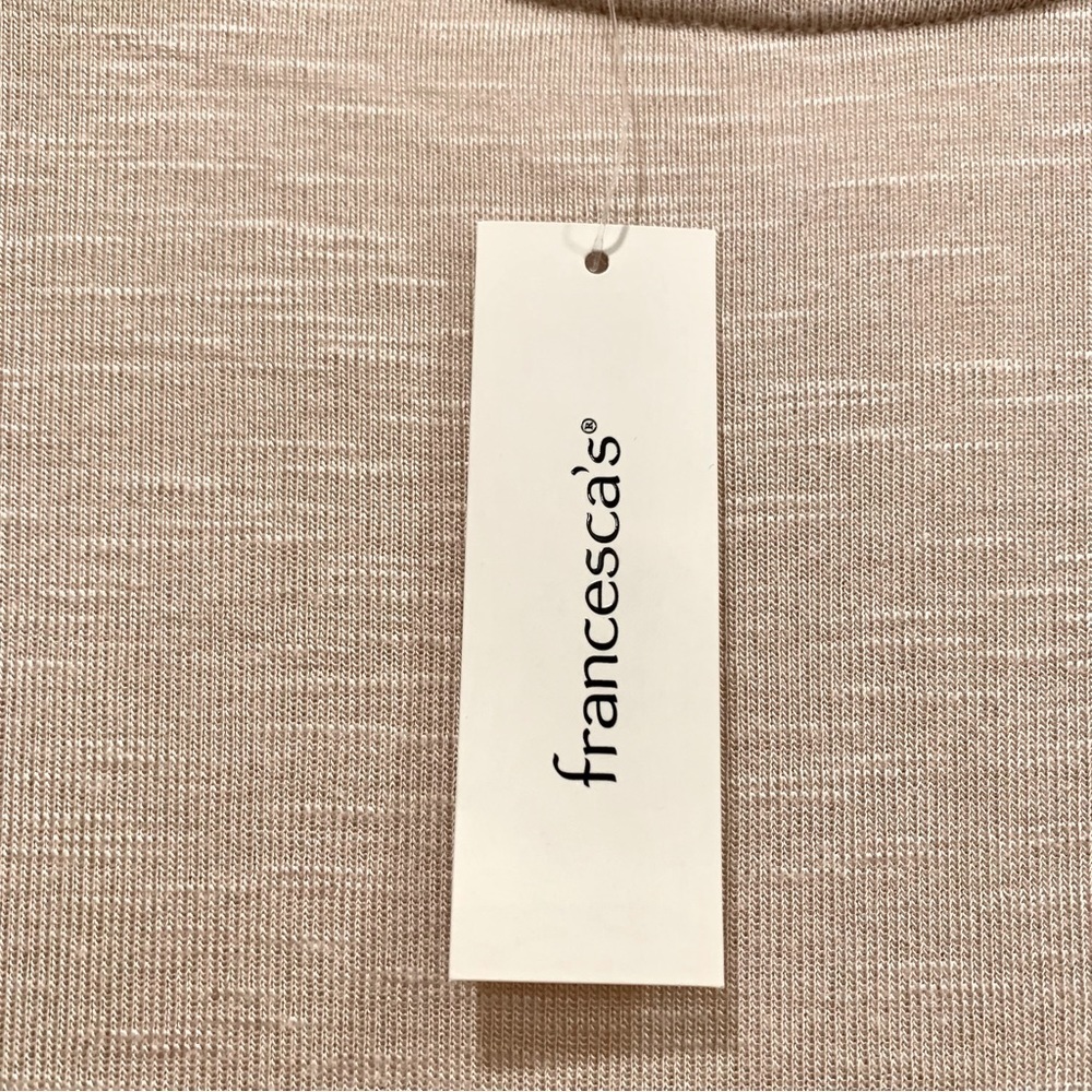 🤎 Francesca’s Beige Sand Ruffle Hem Tee Shirt T-Shirt - Picture 11 of 13